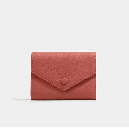 2024 New PU Leather Women's Small Wallet – Luxury Envelope Card Holder, Designer Zip Coin Purse, Short Cowhide Style