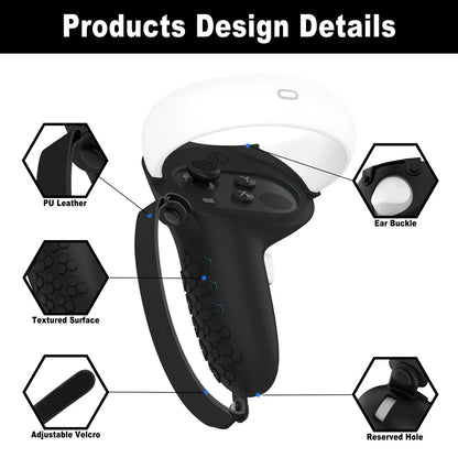 HUNDAI Oculus Quest 2 Silicone Controller Cover — Protective VR Touch Grip with Knuckle Strap