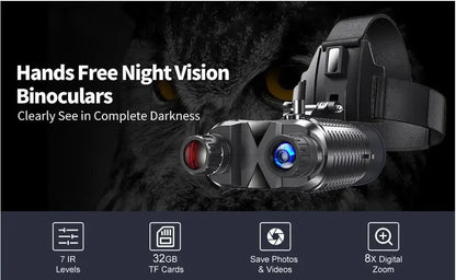 NV8160 Head-Mounted Night Vision Binoculars – 8X Zoom Tactical Goggles for Adults Hunting & Outdoors