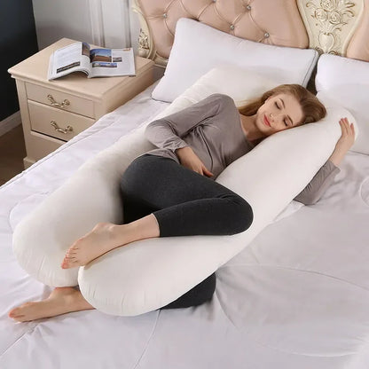 Soft Fleece U-Shaped Pregnancy Pillow – Multi-Function Side & Lumbar Support Cushion for Women