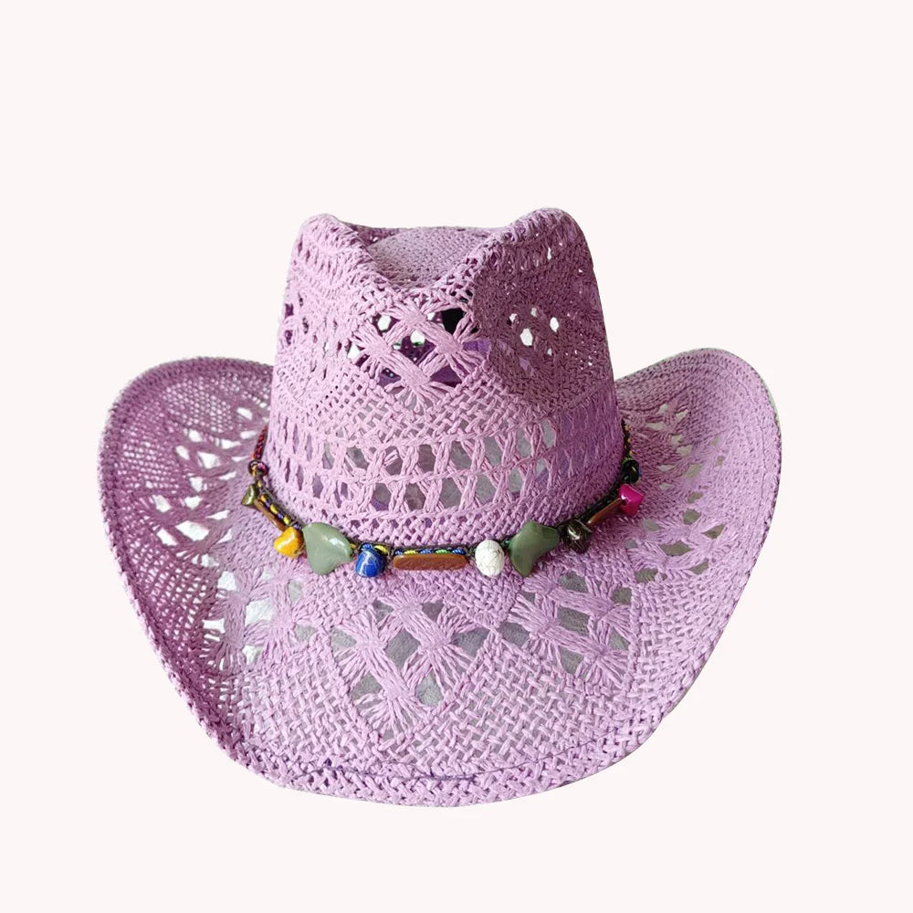 Melesh Western Women's Mint Green Cowboy Hat – Straw, Wide Brim, Plasticity Strong for Sunshine & Beach Wear