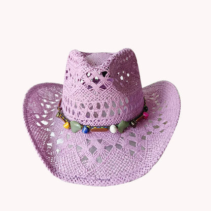 Melesh Western Women's Mint Green Cowboy Hat – Straw, Wide Brim, Plasticity Strong for Sunshine & Beach Wear