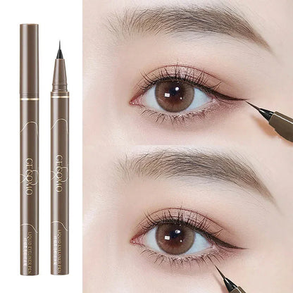 Ultra-Thin Eyeliner Pen — Black & Brown Waterproof Eyelash Liner for Silkworm Eye Makeup, Long-Lasting Smooth Pencil