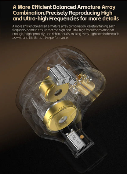KZ ZA12 2DD+4BA Hybrid IEM Headphones – Wired In-Ear Monitor with Adjustable Tuning, HiFi Sound, Sports & Gaming Noise-Canceling Earphones
