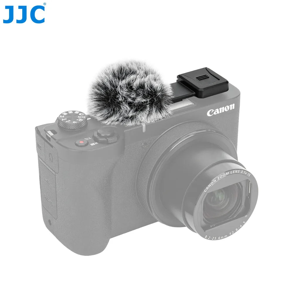 JJC Cold Shoe Wind Muff – Microphone Windscreen for Canon PowerShot V1 Vlog Camera with Noise Reduction