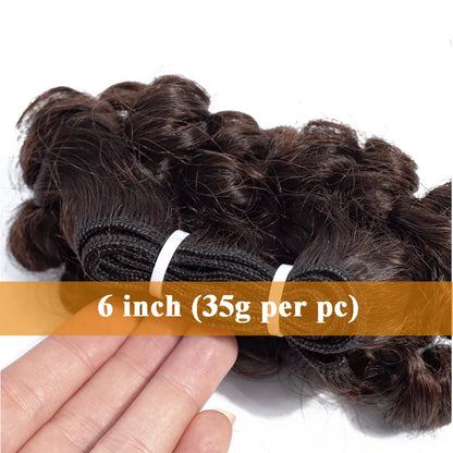 Code Calla Bouncy Curly Hair Bundles – Double Draw 6-inch Short Cut Remy Human Hair Extensions in Natural Black & Brown