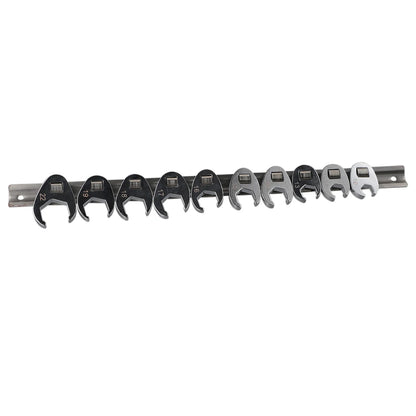10pcs 3/8" Drive Crowfoot Wrench Set — 10-22mm Metric Open-End Spanners for Torque Wrenches