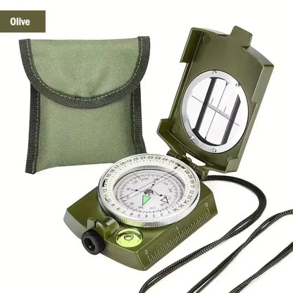 Multifunctional High-Precision Military Compass — Waterproof Metal Outdoor Survival Camping Compass with Fluorescent & Geological Features