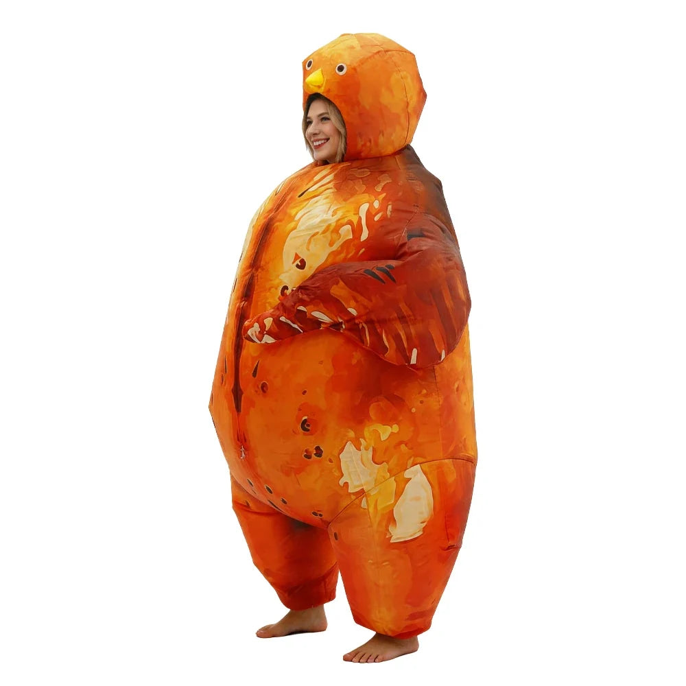 Inflatable Thanksgiving Turkey Mascot Costume - Funny Roast Turkey Cosplay Suit for Festivals & Carnival Parties