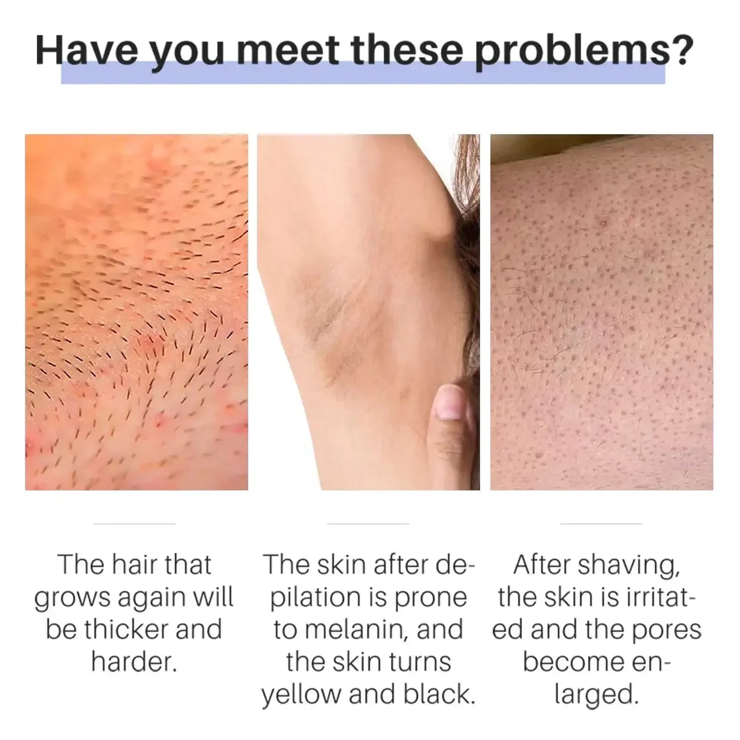 50g Hair Removal Cream - Permanent Hair Growth Inhibitor for Beard, Legs, Body & Armpits - Painless Depilatory Cream