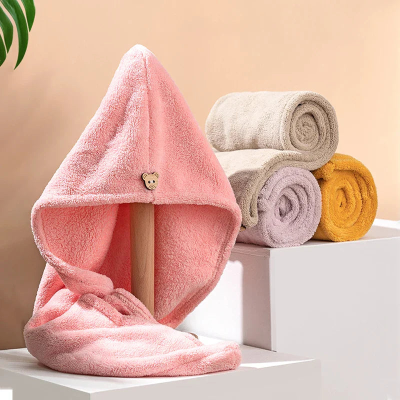 Premium Microfiber Hair Towel Wrap - Anti-Frizz, Super Absorbent Hair Drying Cap for Women and Men, Quick Dry Bath Hat