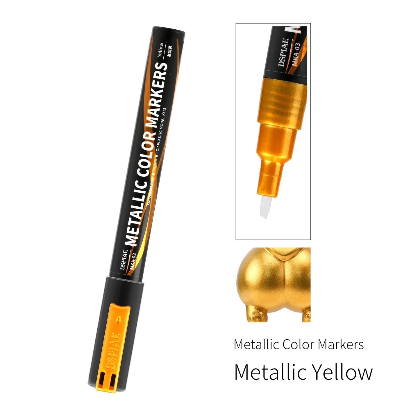 DSPIAE MKA Super Metallic Brush Marker Pens – Water-Based Eco-Friendly Paint Pens (Pink, Orange, Red, Blue, Green, Silver, Gold)