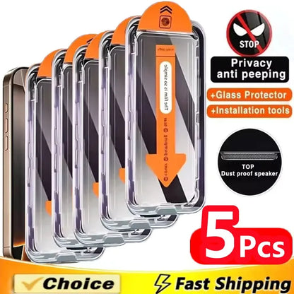 5-Pack Privacy Screen Protector for iPhone 7-16 Series – Dust-Free Anti-Spy Glass Installation
