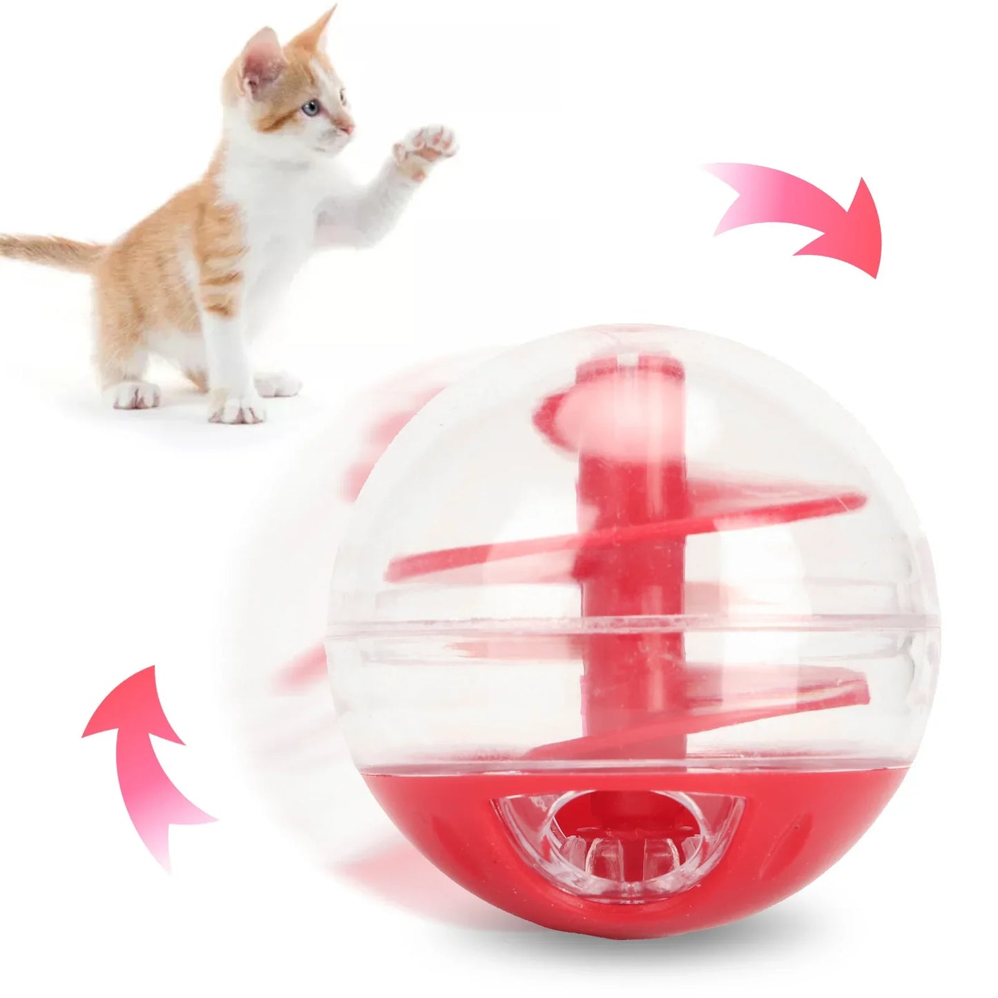 Cat Treat Dispensing Ball - Interactive Bite Resistant Slow Feeder Puzzle Toy for Kittens and Cats