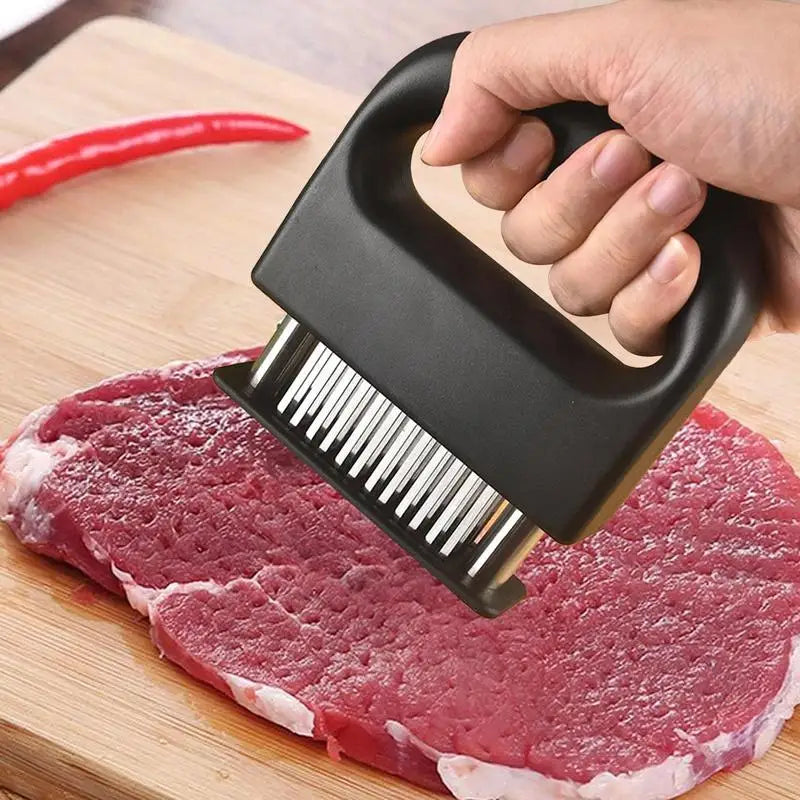 Retractable Stainless Steel Meat Tenderizer - 48 Blades for Softening, Pounder & Cooking Steak - Kitchen Meat Beater Tool