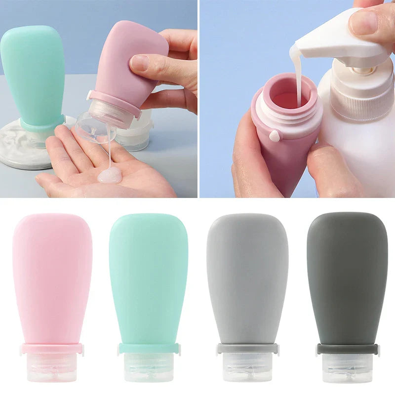 Portable Silicone Travel Bottle - Leakproof Cosmetic Storage Container for Refillable Lotion, Shampoo - Squeeze Tube Empty Bottle