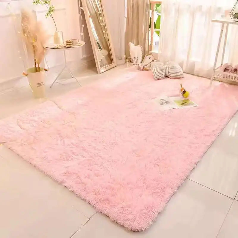 VIKAMA Tie-Dyed Fluffy Rug – Soft Plush Carpet for Living Room, Bedroom, Kids’ Playroom & Bedside