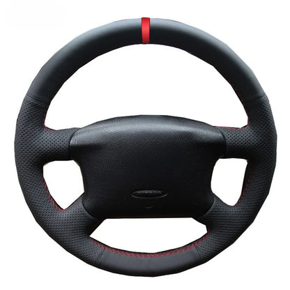 Car Steering Wheel Cover - Artificial Leather with Red Marker for Volkswagen VW Passat B5 (1996-2005), Golf 4 (1998-2004), Seat Alhambra