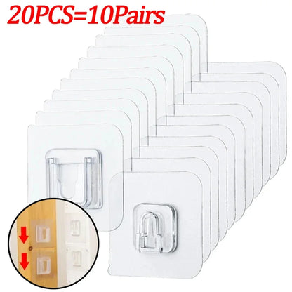Double-Sided Adhesive Wall Hooks — Strong Transparent Suction Cup Hangers for Kitchen & Bathroom Storage, Plug & Socket Holders