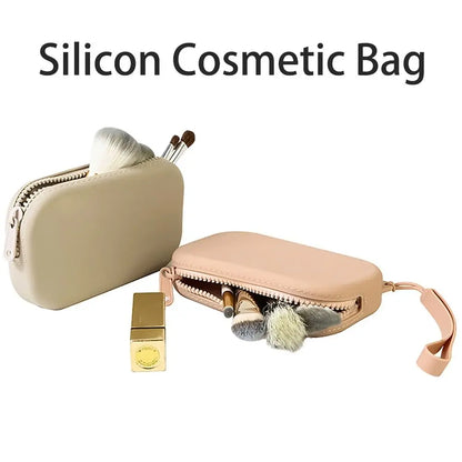 Silicone Cosmetic & Organizer Bag — Vintage Waterproof Zipper Pouch for Earphones, Coins, Travel, Women & Girls