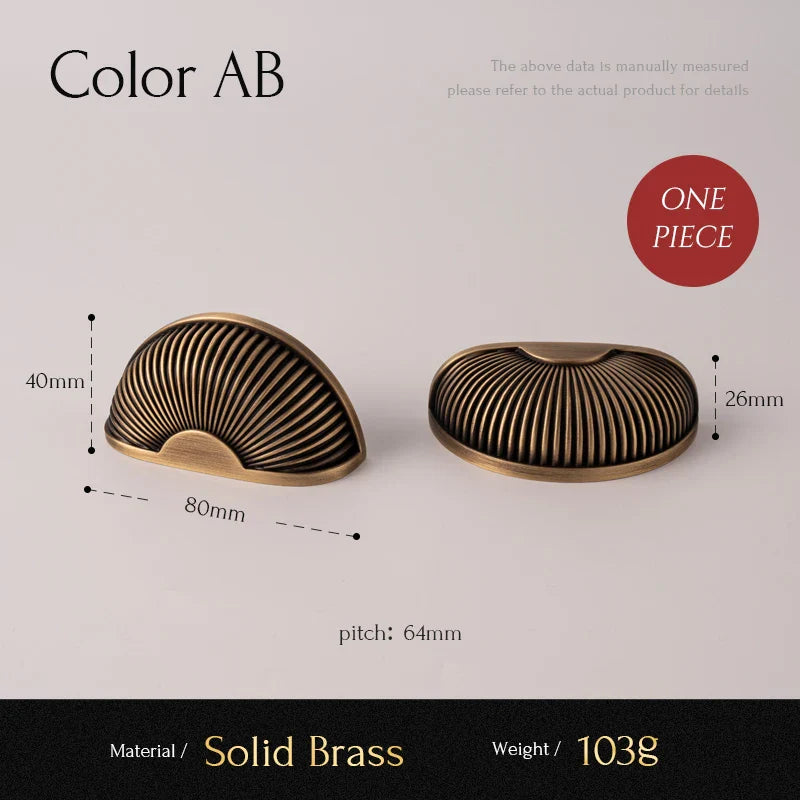Santaya Brushed Antique Brass Cabinet Handles – Luxury Shell Drawer Pulls for Kitchen, Wardrobe & Dresser Furniture Hardware Knobs