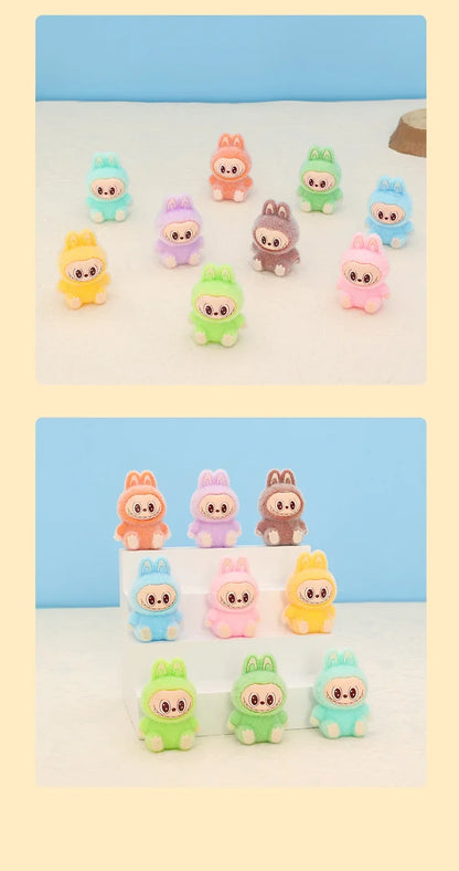 10pcs Lububu Anime DIY Flocked Action Figures — Kawaii Desktop & Car Pendant Dolls, Christmas Gift Toy