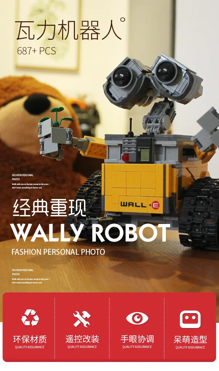 Robot Mobilization Lego-Compatible Puzzle Building Blocks – Wall-E Assembly Model Toy for Kids & Gifts