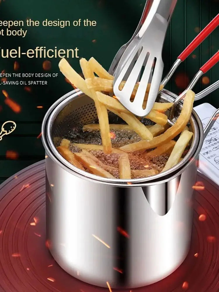 Stainless Steel Fry Basket – Small Tempura & Deep Fry Pot for French Fries & Chicken
