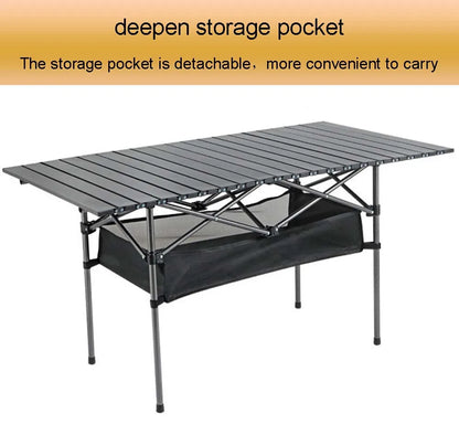 Outdoor Folding Long Table – Portable Storage Camping Desk with Net Bag, Easy Install, Lightweight & Stable