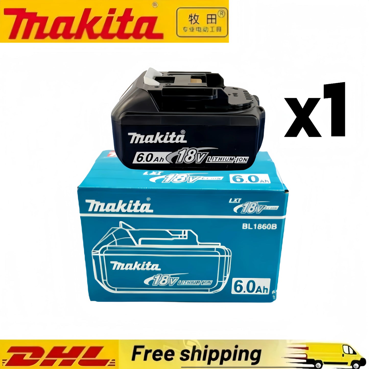 Genuine Makita 6AH BL1860 18V Li-Ion Battery — Replacement for BL1850 & BL1840, Compatible with 18V Screwdrivers, BMS TPCELL