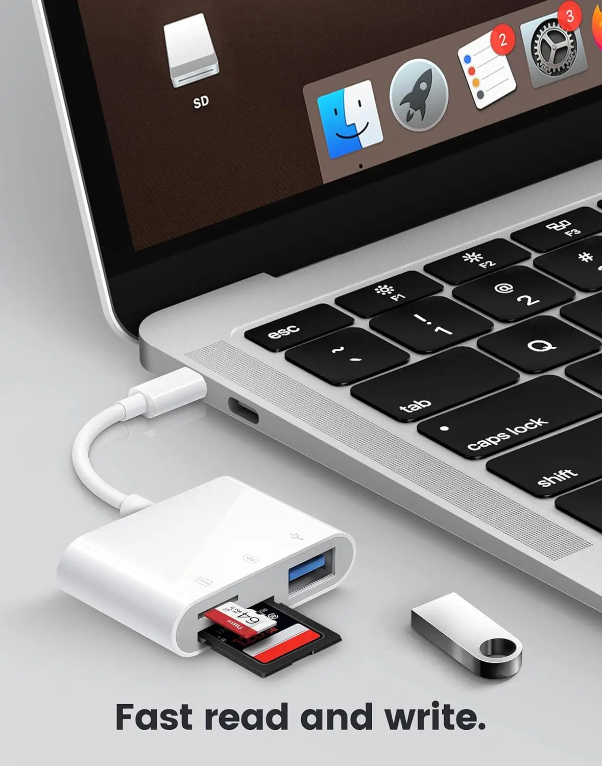 5-in-1 SD Card Reader USB Hub – USB 3.0 Type-C OTG Adapter for iPhone, iPad, MacBook, SD & TF Memory Cards