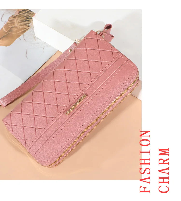 Long Women’s PU Leather Wallet – Double Zipper Tassel Clutch with Coin Purse & Card Holder