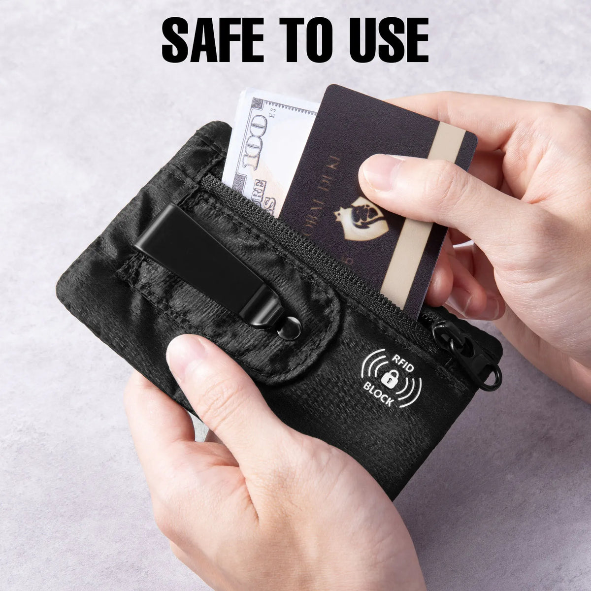 Large RFID Blocking Money Belt – Hidden Travel Pouch with Clip for Cash, Cards, ID & Keys for Men & Women