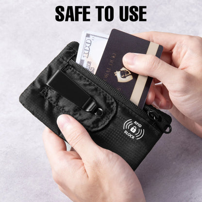 Large RFID Blocking Money Belt – Hidden Travel Pouch with Clip for Cash, Cards, ID & Keys for Men & Women