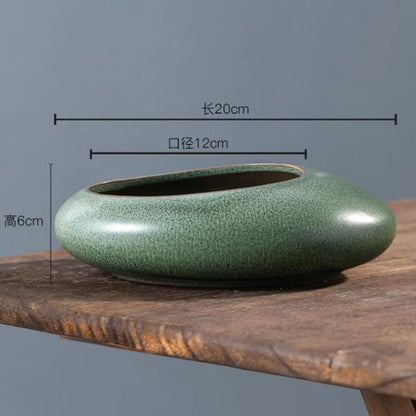 Coarse Pottery Bonsai Plant Pot - Green Succulent & Hydroponic Vase for Home Garden Decor