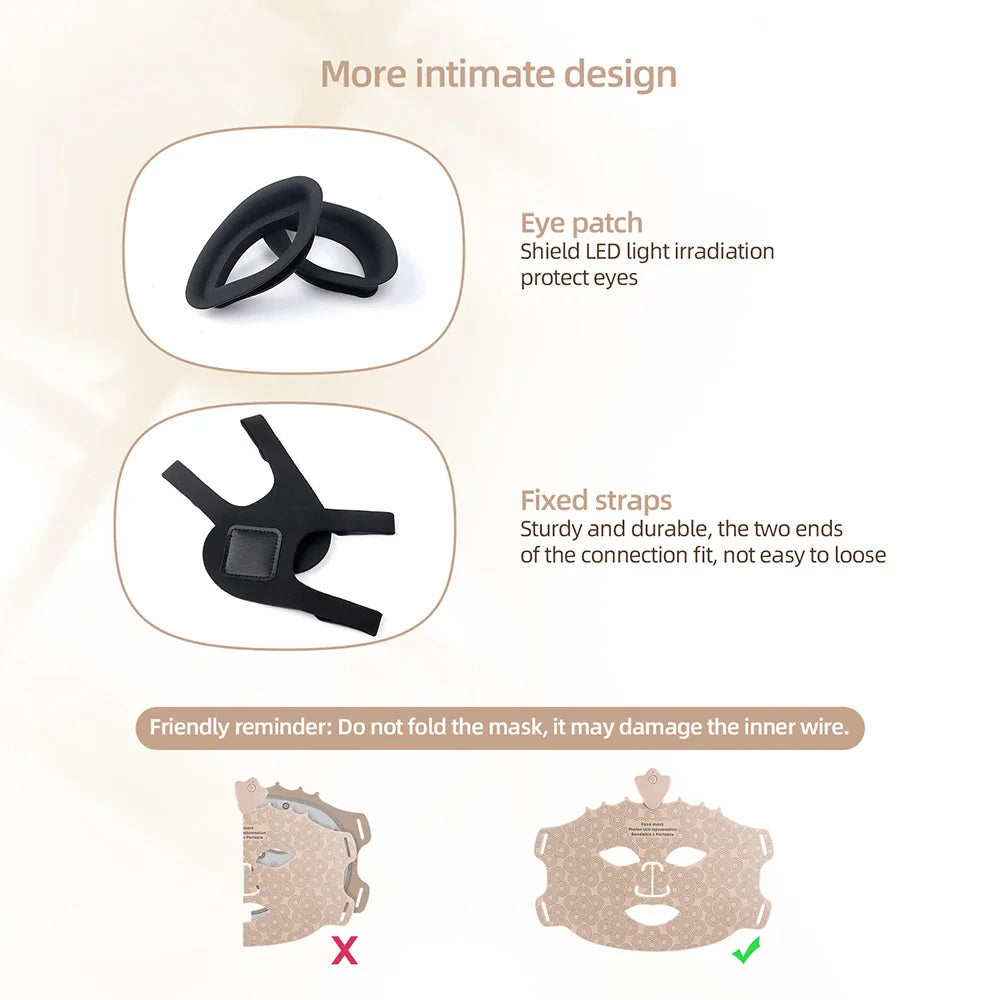 7-Color Photon Silicone LED Face Mask — 3D Facial Beauty Device with Red Light Therapy for Skin Repair & Brightening, Wireless Use