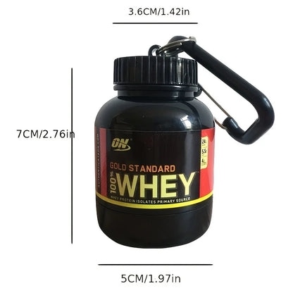 100ML Mini Portable Protein Container - Outdoor Sport Powder Bottle with Whey Keychain, Health Funnel & Medicine Box