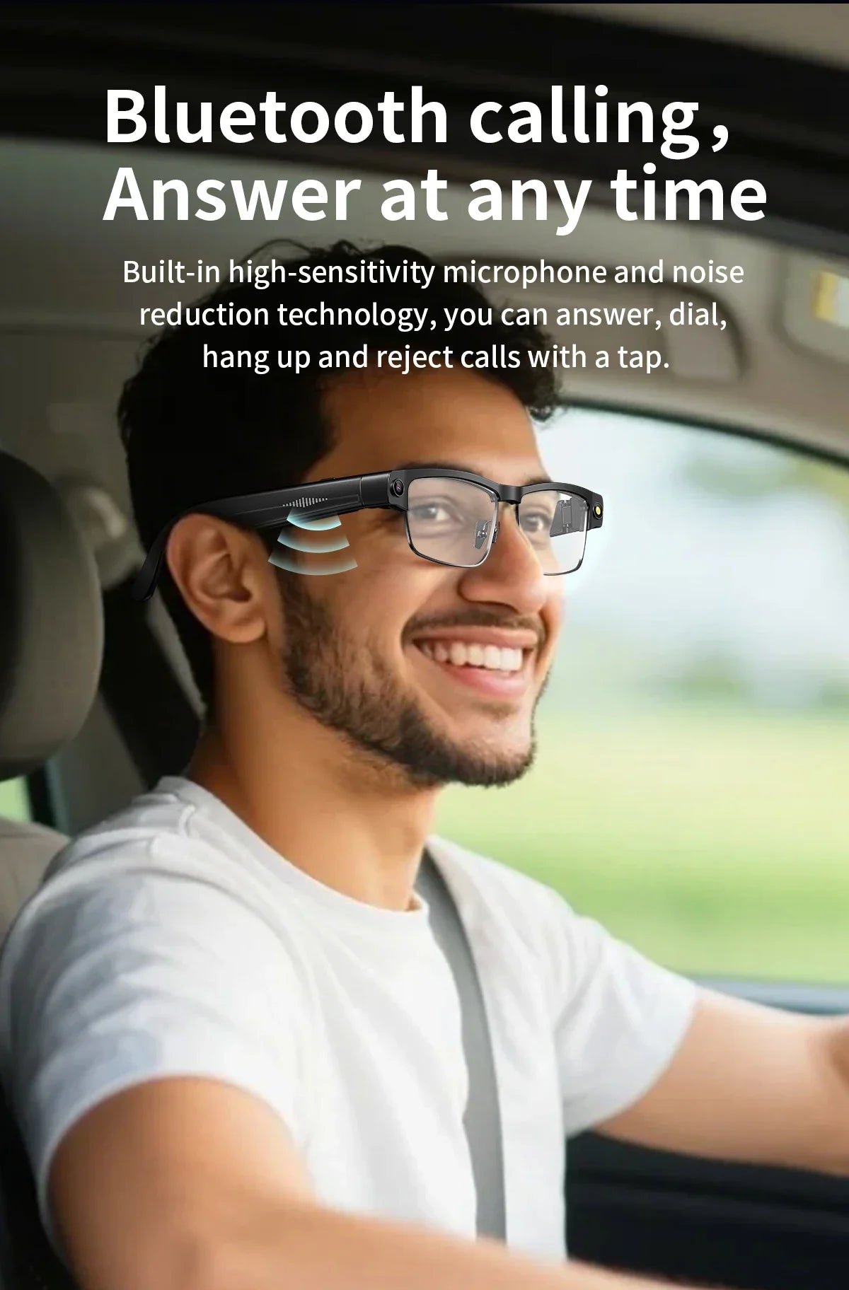 AI Smart Camera Glasses — 8MP with Bluetooth for Calls & Music, Object Recognition, and AI Translation