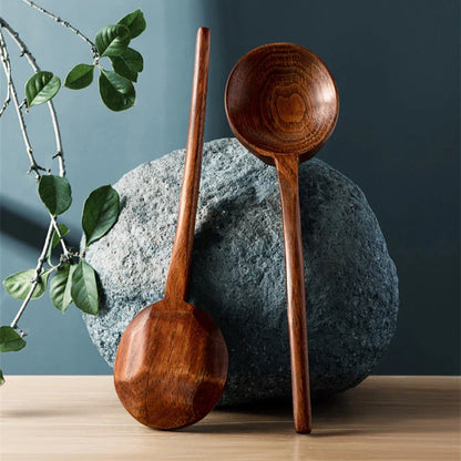 New Long Handle Ramen Wooden Spoon – Japanese Kitchen Cooking Utensil Large Soup Ladle