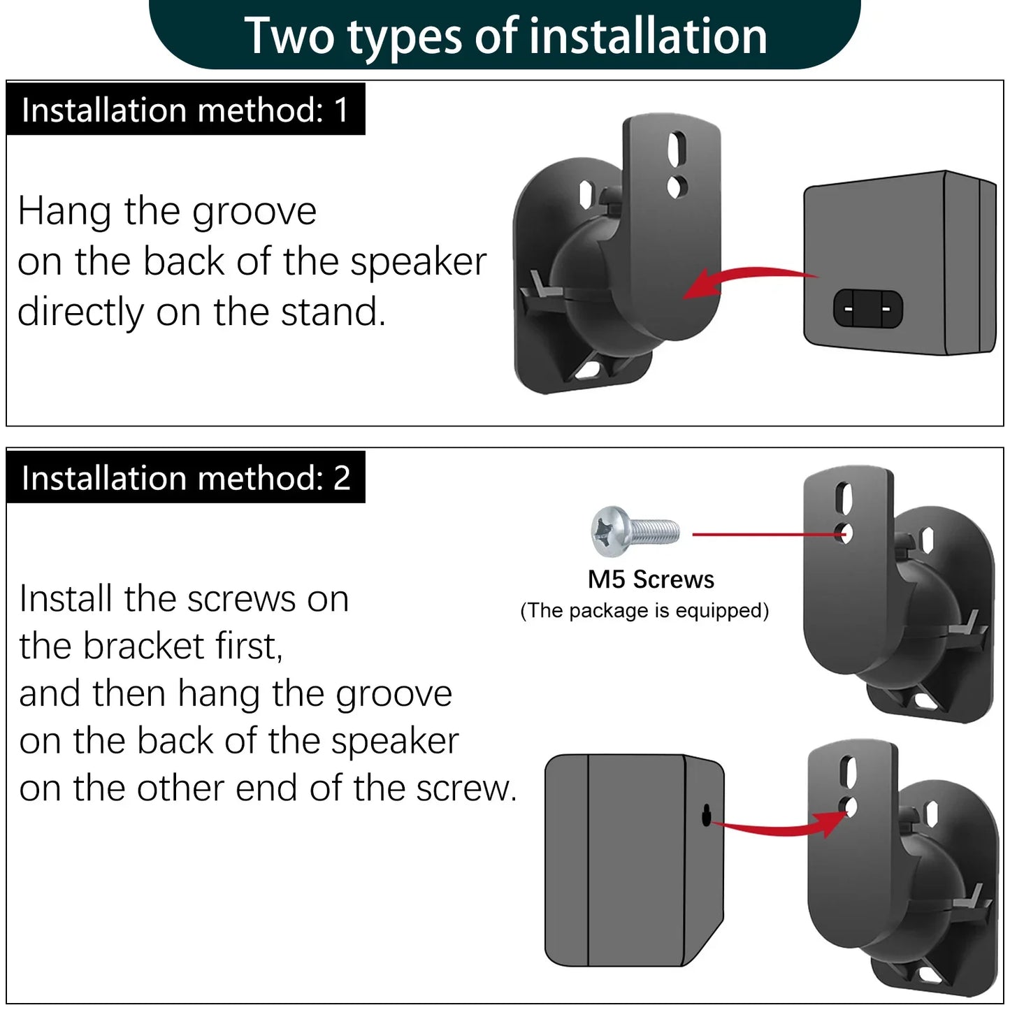 Speaker Wall Mount Bracket - Space-Saving Rugged Audio Speaker Mount Stand