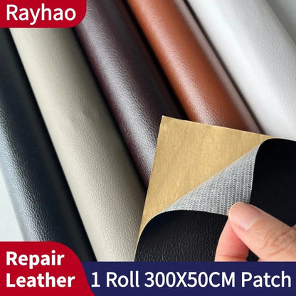 300x50cm Black Self-Adhesive Leather Upholstery Patch – Car Seat, Sofa & Chair Repair Sticker for Holes