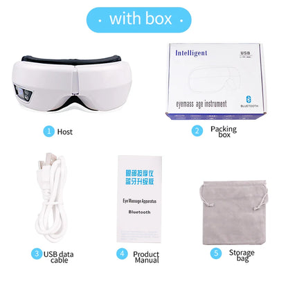 6D Smart Vibration Eye Massager – Hot Airbag Compress, Bluetooth Music Sleep Mask for Eye Relaxation & Fatigue Care