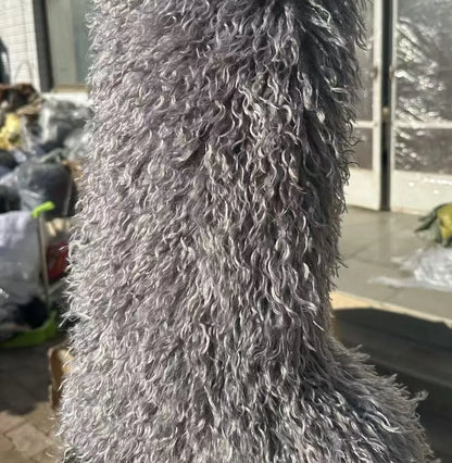 Women’s Faux Mongolian Fur Thigh High Boots - Winter Warm Plush Lined Fashion Boots for Cold Weather