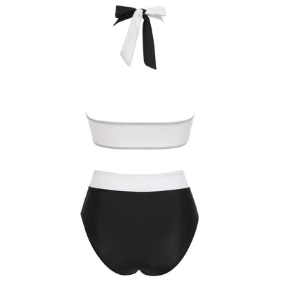 Floral Colour Block High Waist Bikini – Women's Two-Piece Swimsuit Teen Beachwear 2024 Trend