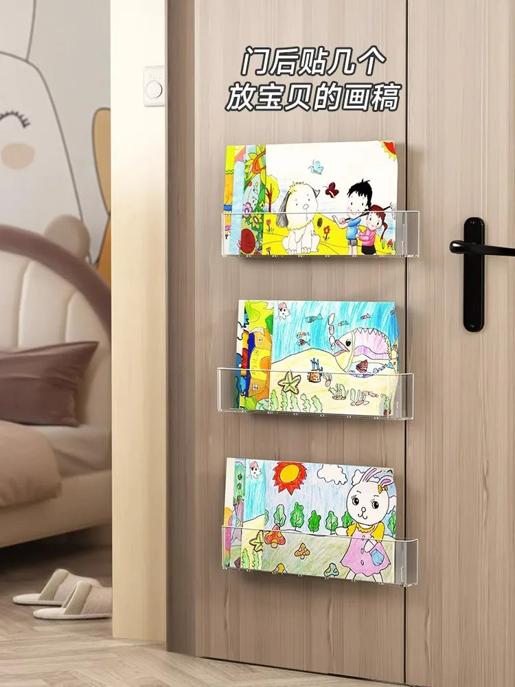 Acrylic Picture Book Display Stand – Wall Hanging Bookshelf for Children's Books, Magazines, and Storage Behind the Door