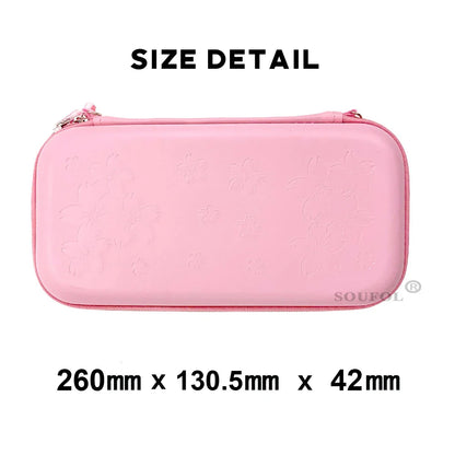 Pink Sakura Flower Shell Portable Carry Bag: For Switch OLED PU Waterproof Pouch Case Storage Cover Box for Nintendo Switch
