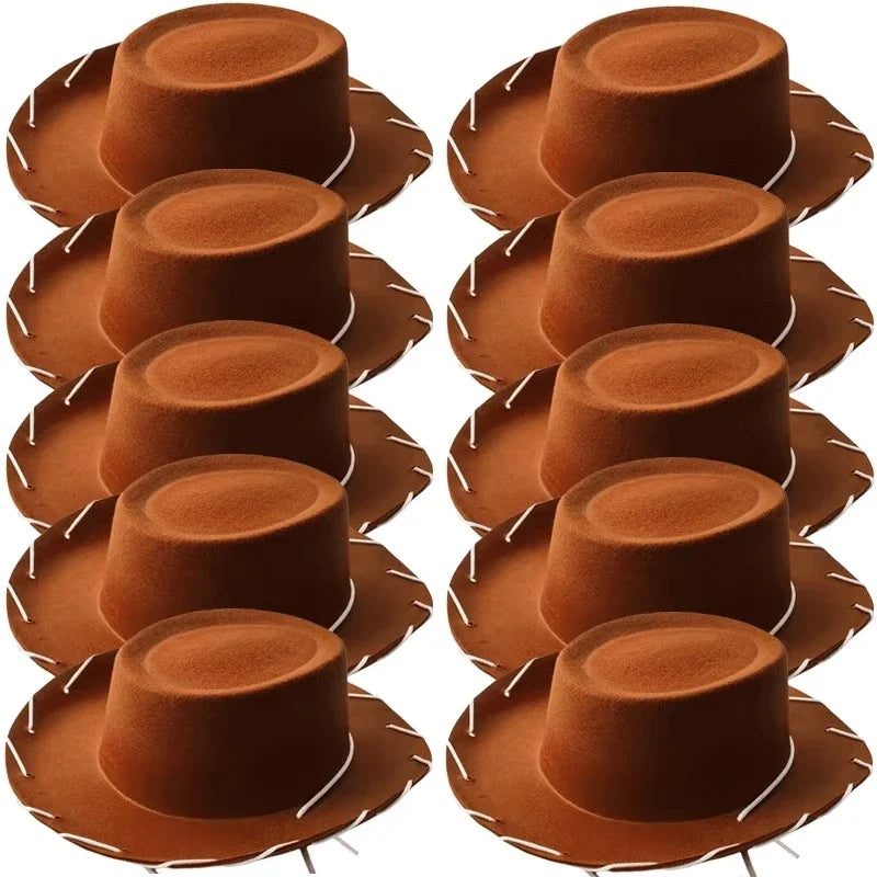 Kids Cowboy Western Hat - Brown Red Costume Accessory for Halloween, Birthday & Theme Parties