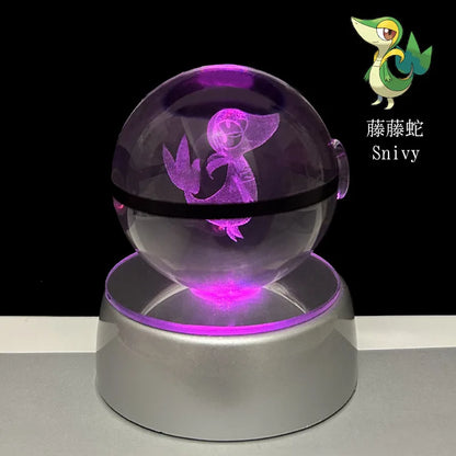 Pokémon 3D Crystal Ball LED Night Light – Pikachu Gengar Eevee Mewtwo Pokéball Base Lamp Kids Birthday & Home Decor Gift