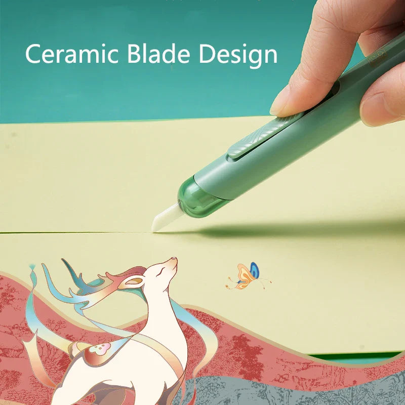 Deli Ceramic Box Cutter Utility Knife – Safe Pocket Paper Opener, Anti-Slip Office & Art Stationery Cutting Tool