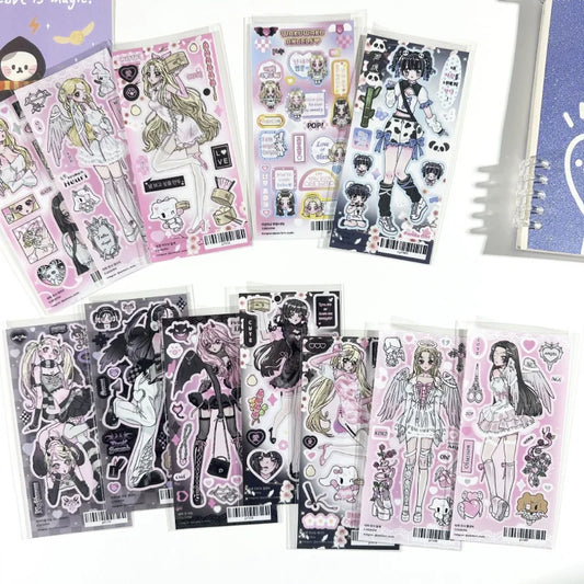 Cute Cartoon Angel & Demon Girl Stickers – DIY Scrapbook, Planner & Diary Decorative Stickers